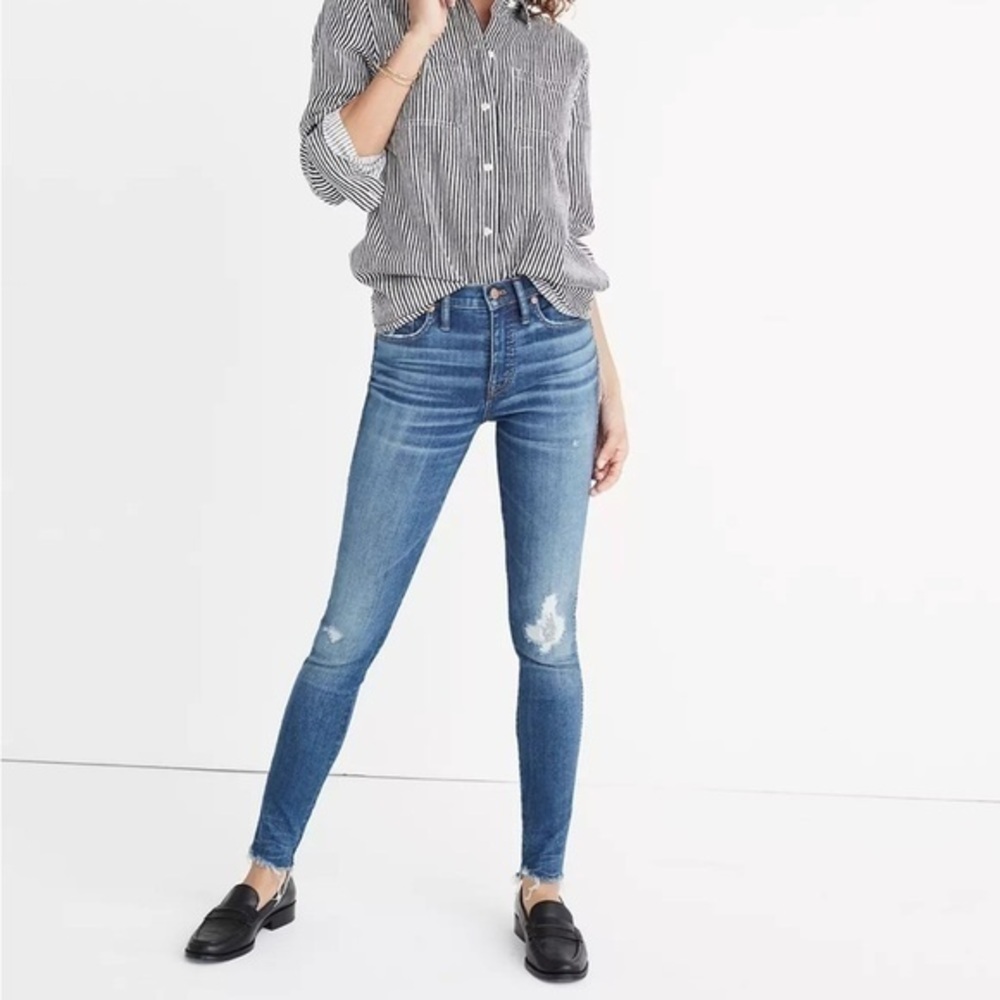 Madewell 9" High-Rise Skinny Jeans Rip and Repair Edition size 24
